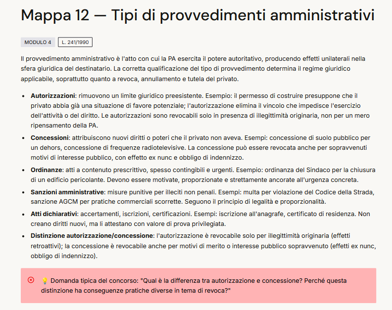 Mappa 12 — Tipi di provvedimenti amministrativi